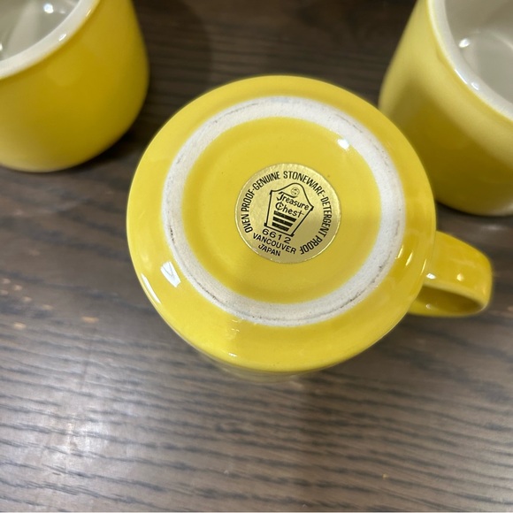 Treasure Chest Vancouver ovenware stoneware espresso mugs coffee set 4 yellow - Picture 11 of 11